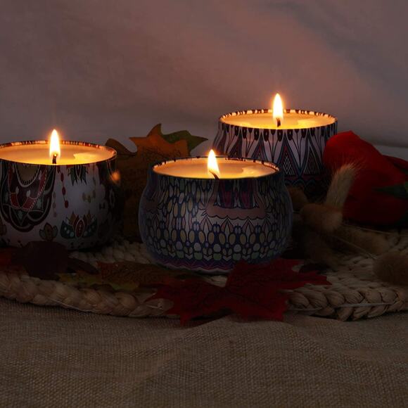 Apple Peach Mango Soy Wax Candle in Tin Jar (6 oz) - Picture 8 of 11